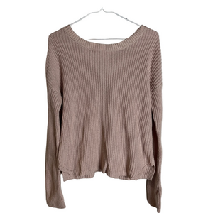 Womens Sweater Crew Neck Oversized XS Soft Knit Pastel Pink Romantic Coquette
